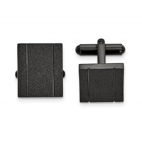 Chisel Stainless Steel Polished Black IP-plated Laser Cut Cufflinks view 1