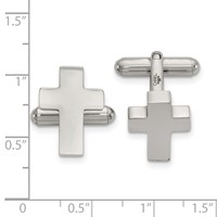 Chisel Stainless Steel Polished Cross Cufflinks view 2