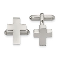 Chisel Stainless Steel Polished Cross Cufflinks view 1