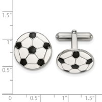 Stainless Steel Polished Enameled Soccer Ball Cufflinks view 2