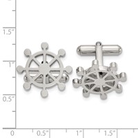 Chisel Stainless Steel Polished Ship's Wheel Cufflinks view 2