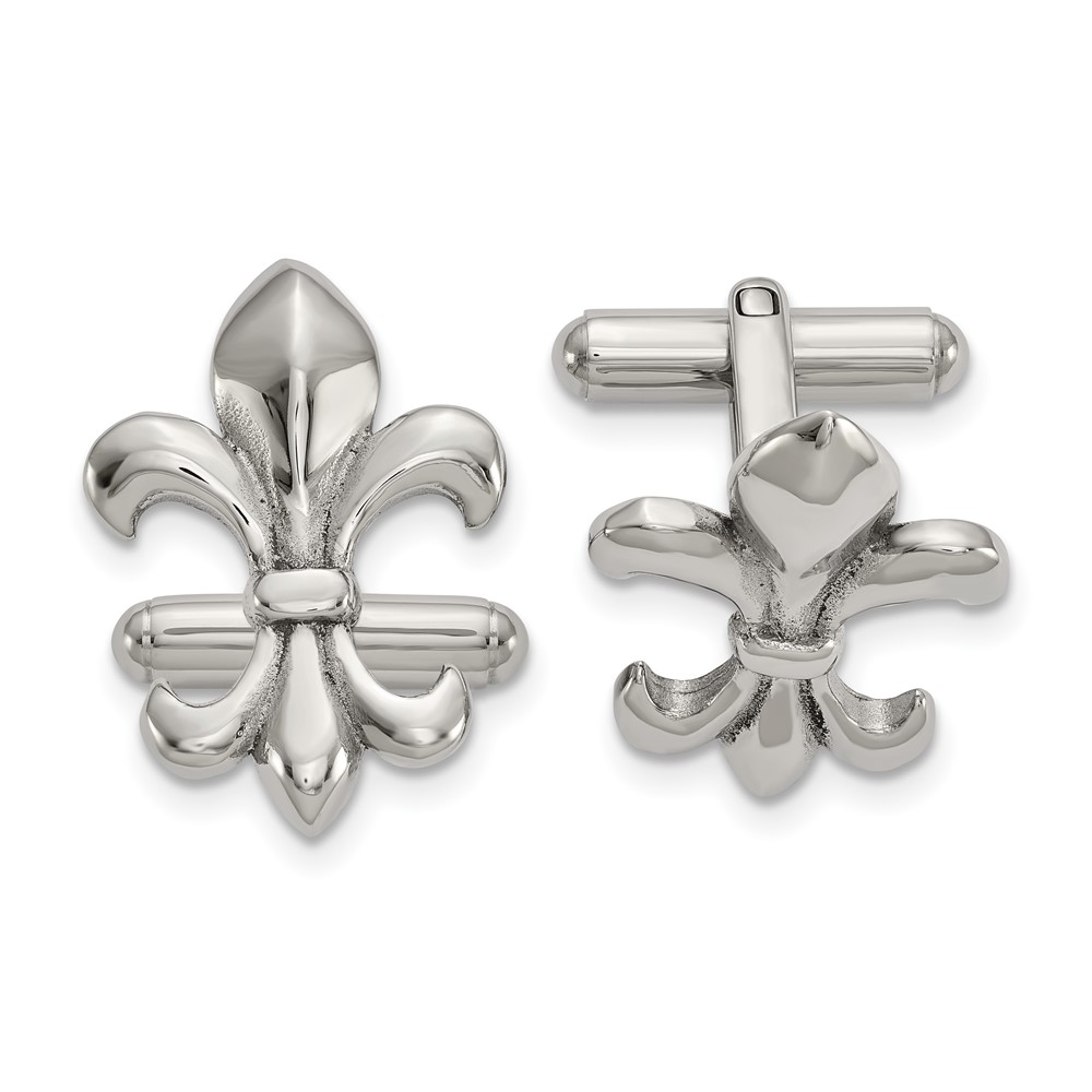 Chisel Stainless Steel Polished Fleur De Lis Cufflinks