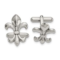Chisel Stainless Steel Polished Fleur De Lis Cufflinks view 1