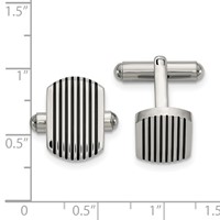 Chisel Stainless Steel Polished Black IP-plated Striped Cufflinks view 2