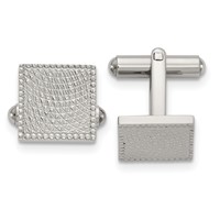 Stainless Steel Polished and Textured Square Cuff Links view 1