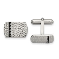 Stainless Steel Antiqued Polished and Hammered Cufflinks view 1