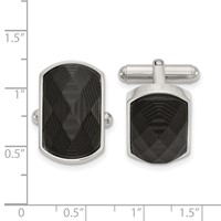 Chisel Stainless Steel Polished Solid Black Carbon Fiber Inlay Cufflinks view 2