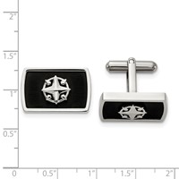 Stainless Steel Brushed and Polished Black IP-plated Compass Cufflinks view 2