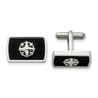 Stainless Steel Brushed and Polished Black IP-plated Compass Cufflinks view 1