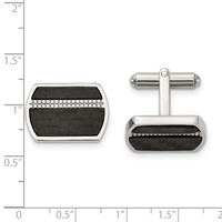 Chisel Stainless Steel Polished Black Carbon Fiber Inlay Cufflinks view 2