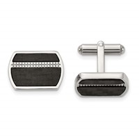 Chisel Stainless Steel Polished Black Carbon Fiber Inlay Cufflinks view 1