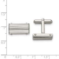 Stainless Steel Brushed and Polished Rectangle Cufflinks view 2