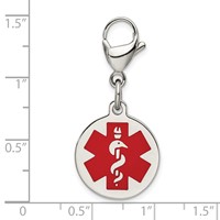 Chisel Stainless Steel Polished Charm with Red Enamel Medical ID view 5