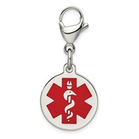 Chisel Stainless Steel Polished Charm with Red Enamel Medical ID view 1