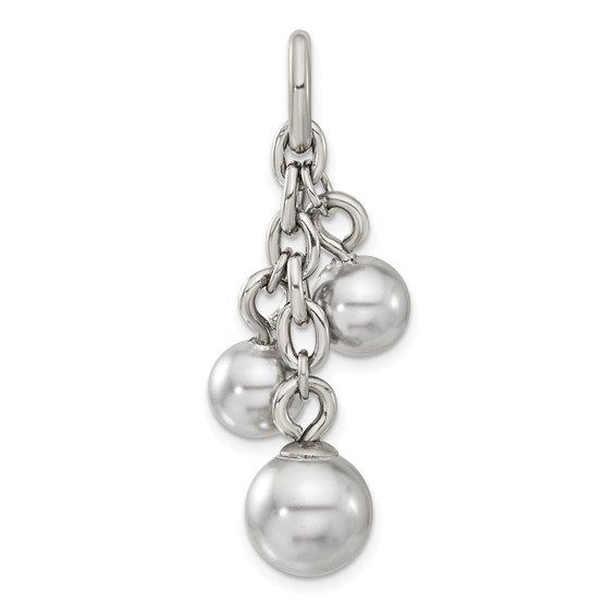 Stainless Steel Grey Simulated Pearl Interchangeable Charm Pendant