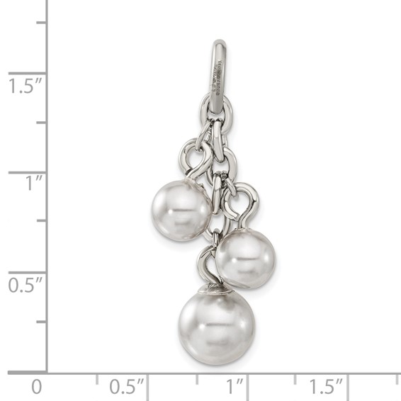 Stainless Steel Grey Simulated Pearl Interchangeable Charm Pendant