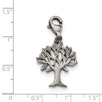 Stainless Steel Polished and Textured Tree of Life Charm with Lobster Clasp view 3