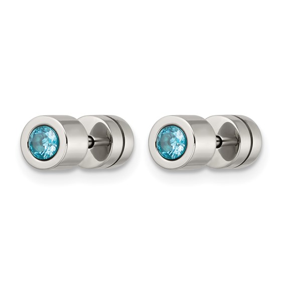 Stainless Steel CZ Birthstone Polished Post Earrings                  
