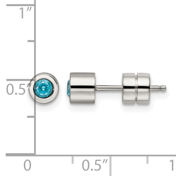 Stainless Steel CZ Birthstone Polished Post Earrings                  