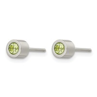 Chisel Stainless Steel Polished Green CZ May Birthstone Post Stud Earrings view 3