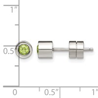 Chisel Stainless Steel Polished Green CZ May Birthstone Post Stud Earrings view 5