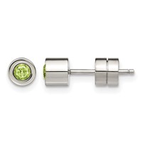 Chisel Stainless Steel Polished Green CZ May Birthstone Post Stud Earrings view 1
