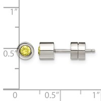 Chisel Stainless Steel Polished Yellow CZ November Birthstone Post Stud Earrings view 5