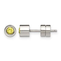 Chisel Stainless Steel Polished Yellow CZ November Birthstone Post Stud Earrings view 1