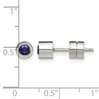 Chisel Stainless Steel Polished Blue CZ September Birthstone Post Stud Earrings view 5
