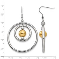 Stainless Steel Polished and Textured Yellow IP Shepherd Hook Earrings view 5