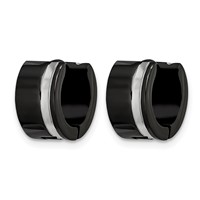 Chisel Stainless Steel Polished Black IP-plated Hinged Hoop Earrings view 3
