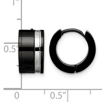 Chisel Stainless Steel Polished Black IP-plated Hinged Hoop Earrings view 5