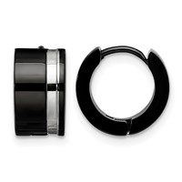 Chisel Stainless Steel Polished Black IP-plated Hinged Hoop Earrings view 1