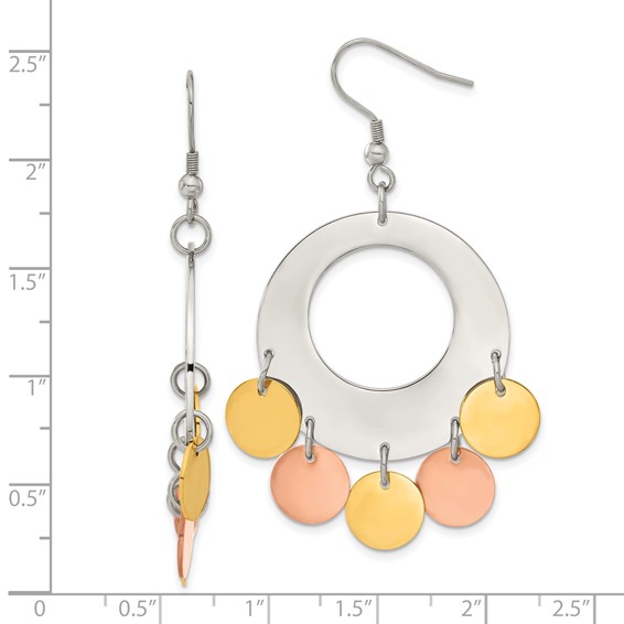 Stainless Steel and Gold-tone & Rose-tone IP-plated Fancy Dangle Earrings