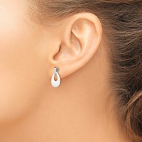 Chisel Stainless Steel Polished Earrings with White Ceramic Post Dangle view 4