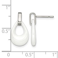 Chisel Stainless Steel Polished Earrings with White Ceramic Post Dangle view 5