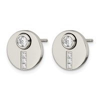 Chisel Stainless Steel Polished CZ Circle Post Earrings view 3