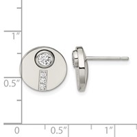 Chisel Stainless Steel Polished CZ Circle Post Earrings view 5