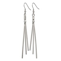 Stainless Steel Polished Graduated Three Bar Dangle Earrings view 3