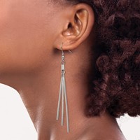 Stainless Steel Polished Graduated Three Bar Dangle Earrings view 4