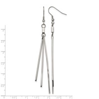 Stainless Steel Polished Graduated Three Bar Dangle Earrings view 5