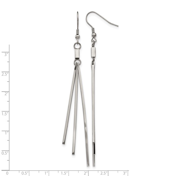 Stainless Steel Polished Graduated Three Bar Dangle Earrings