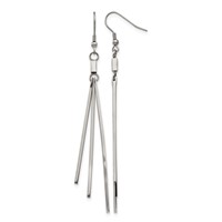 Stainless Steel Polished Graduated Three Bar Dangle Earrings view 1