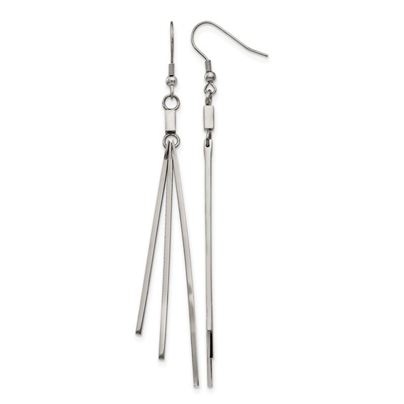 Stainless Steel Polished Graduated Three Bar Dangle Earrings