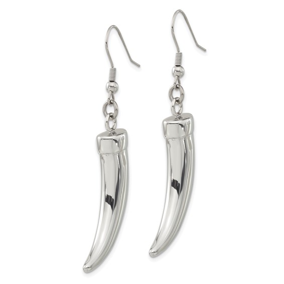 Stainless Steel Polished Claw Shepherd Hook Dangle Earrings