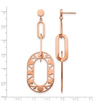 Stainless Steel Polished Rose IP-Plated Heart Post Dangle Earrings view 5