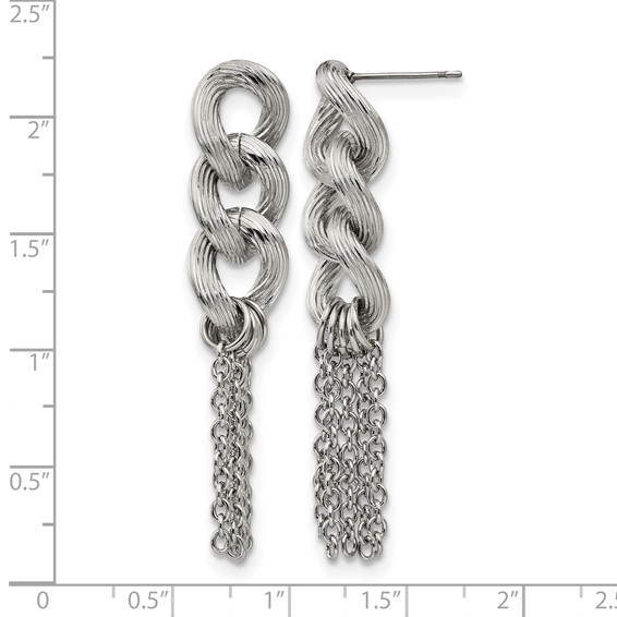 Stainless Steel Polished Chain Post Dangle Earrings