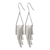Stainless Steel Polished Triangle Earrings with Bar Dangle Shepherd Hook view 3