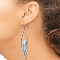 Stainless Steel Polished Triangle Earrings with Bar Dangle Shepherd Hook view 4