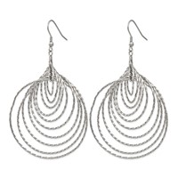 Stainless Steel Polished Twisted Graduated Circles Dangle Earrings view 3